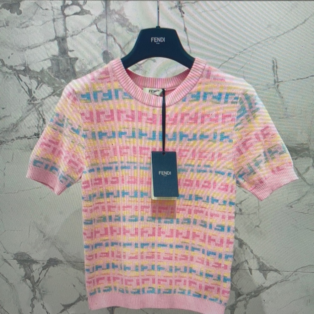 Fendi Brown and Pink short sleeve Tee